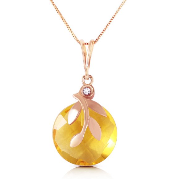 Galaxy Gold Products Jewelry - 14K. NECKLACE WITH CITRINE & DIAMOMND